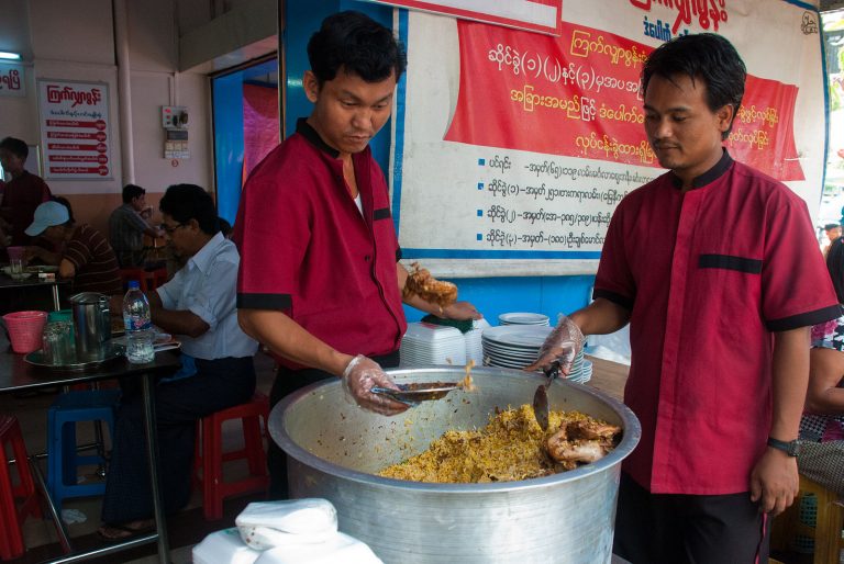 Biryani in Burma is called Danpauk. The famous Kyet Shar Soon Biryani eatery is one of the well-known Biryani places. Photo: Bessie and Kyle