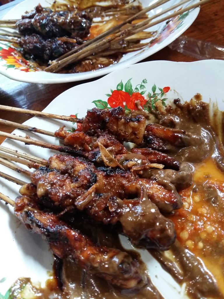 Chicken and Beef Satay found in popular streets of Jakarta.